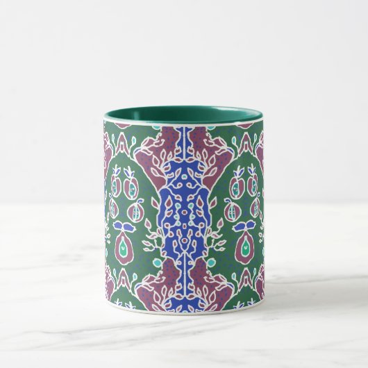 Mug Graines de pomme dans le jardin Vert Bleu & Mauve  (Centre)