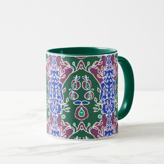Mug Graines de pomme dans le jardin Vert Bleu & Mauve  (Devant droit)