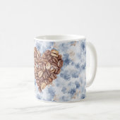 Mug Grains de café Bleu Premier Cœur (Devant droit)