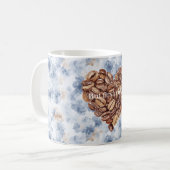 Mug Grains de café Bleu Premier Cœur (Devant gauche)
