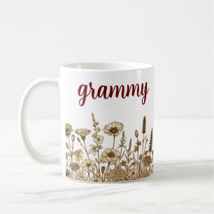 Mug Grammy Design Floral Moderne