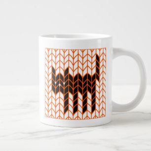 Mug grand blanc tricot chat noir