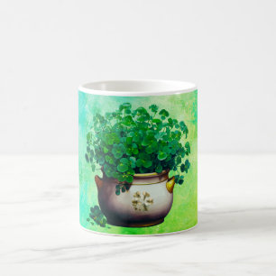 Mug Grand Bouquet de Shamrocks sur Arrière - plan pein