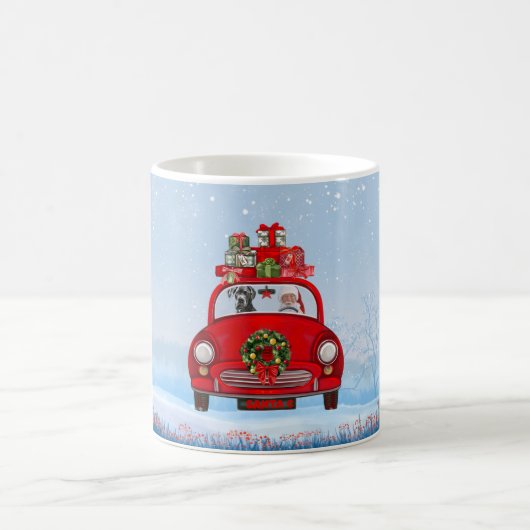 Mug Grand Chien Danois En Voiture Avec Le Père Noël (Centre)