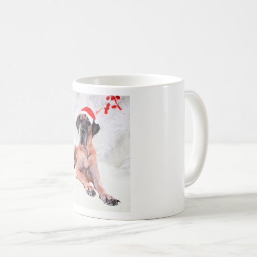 Mug Grand chien Danse Casquette Joyeux Noël (Devant droit)