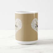 Mug Grand Cœur Diamant, Monogramme Or, Nom en Script (Centre)