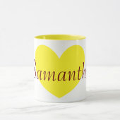 Mug Grand Coeur jaune Imprimer Café personnalisé (Centre)