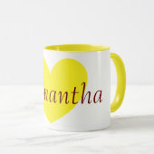 Mug Grand Coeur jaune Imprimer Café personnalisé (Devant droit)