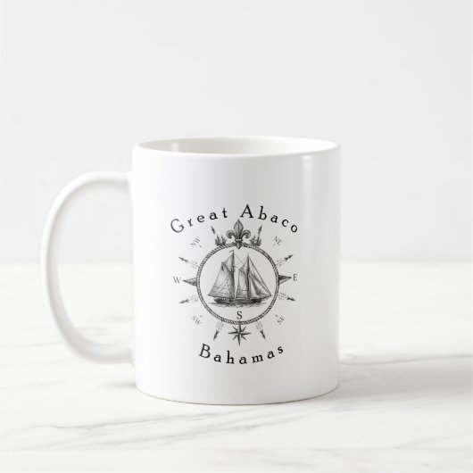 Mug Grand compas de navigation nautique d'Abaco Bahama (Gauche)