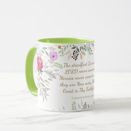 Mug Grand est ta fidélité Aquarelle Floral (Devant gauche)