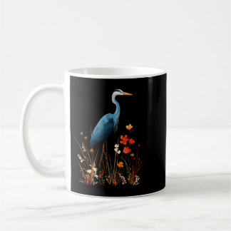 Mug Grand Héron Floral Fleur Sauvage Observation des O