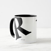 Mug Grand initial | Typographie moderne | Noir (Devant gauche)