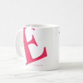 Mug Grand initial | Typographie moderne | Rose (Devant gauche)