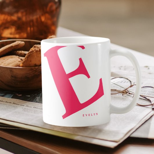 Mug Grand initial | Typographie moderne | Rose