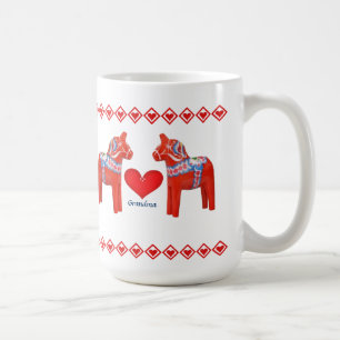 Mug Grand-maman de coeurs de cheval de Dala de Suédoi