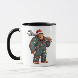 Mug Grand Mécanicien Bigfoot Sasquatch Noël Col Bleu