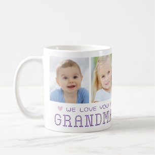 Mug Grand-mère 4 Photos Coeurs Couleurs personnalisées
