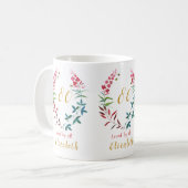 Mug Grand-mère 80e anniversaire Floral Ajouter votre n (Devant gauche)