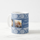 Mug Grand-mère bleu denim dentelle photo collage (Devant gauche)