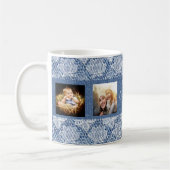 Mug Grand-mère bleu denim dentelle photo collage (Gauche)
