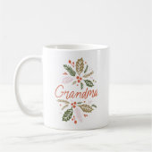 Mug Grand-mère brillant Holly Noël Rouge Script (Gauche)