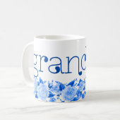 Mug Grand-mère Chine bleu aquarelle Roses floraux (Devant gauche)