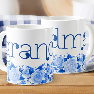 Mug Grand-mère Chine Bleu de l'aquarelle Rose floral