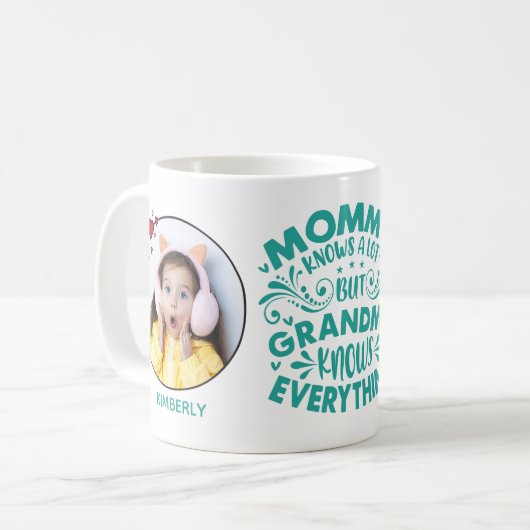 Mug Grand-mère connaît tout 2 modèles photo & noms (Devant gauche)