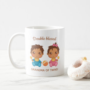 Mug Grand-mère de jumeaux bébé garçon et fille