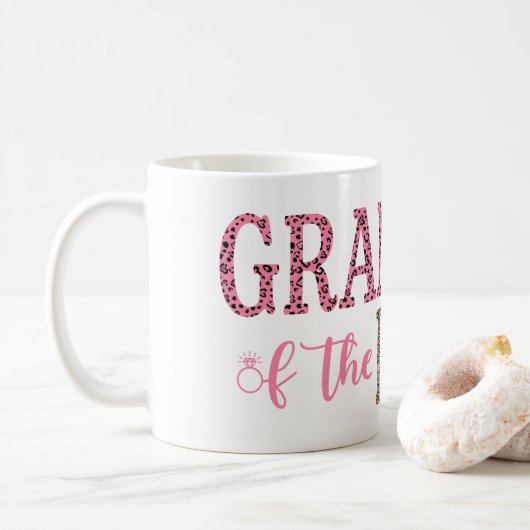 Mug Grand-mère de mariée Cadeau rose Empreinte de léop (Avec donut)