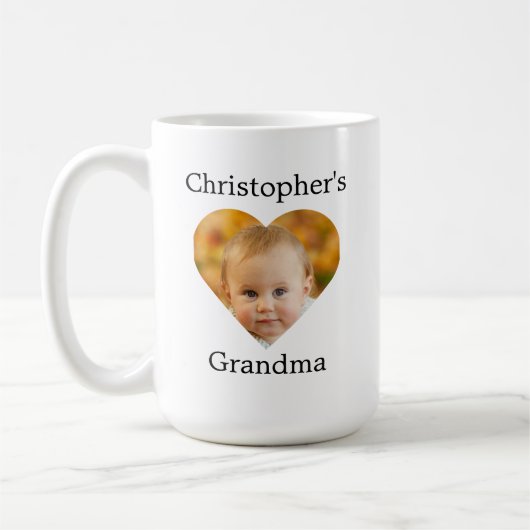 Mug Grand-mère du visage de bébé du coeur (Gauche)