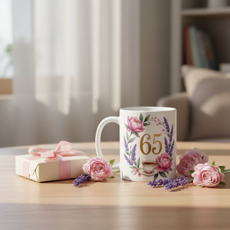 Mug Grand-mère élégante florale 65e anniversaire perso