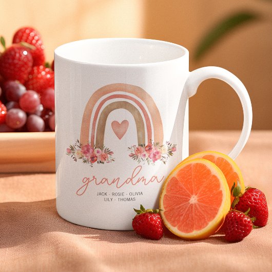 Mug Grand-mère florale arc-en-ciel Boho