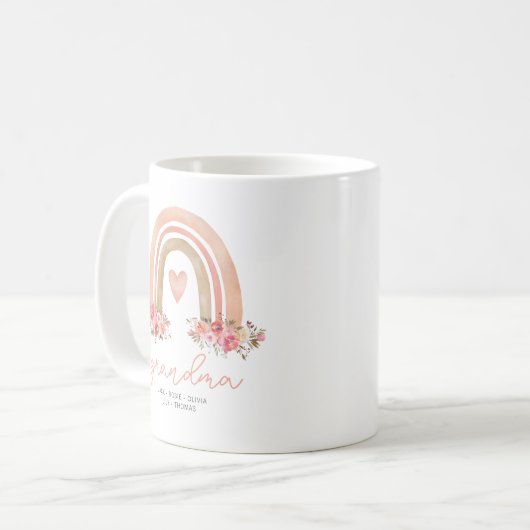 Mug Grand-mère florale arc-en-ciel Boho (Devant gauche)