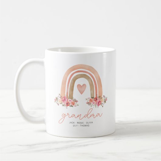 Mug Grand-mère florale arc-en-ciel Boho (Gauche)
