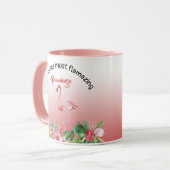 Mug Grand-mère Glamingo Flamant rose Nom tropical rose (Devant gauche)