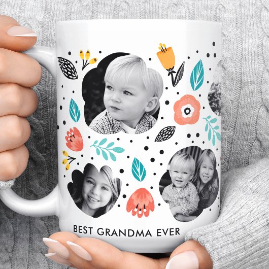 Mug Grand-mère Jardin Colorful Floral Photo Collage
