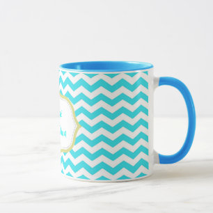 Mug grand-mère moderne aqua bleu chevron