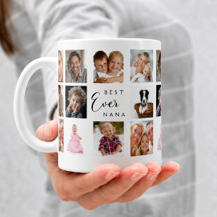 Mug Grand-mère nana collage de photos noir blanc
