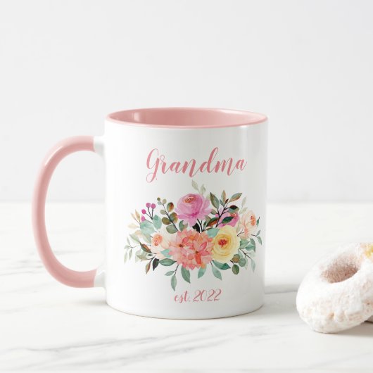 Mug Grand-mère PERSONNALISABLE Date - Première Grand-m (Avec donut)
