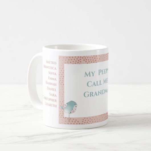 Mug Grand-mère Petits-enfants mignonne drôle Oiseau (Devant gauche)
