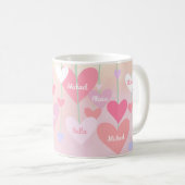 Mug Grand-mère Pink Heart Love Nana Soeurs Monogramme (Devant droit)