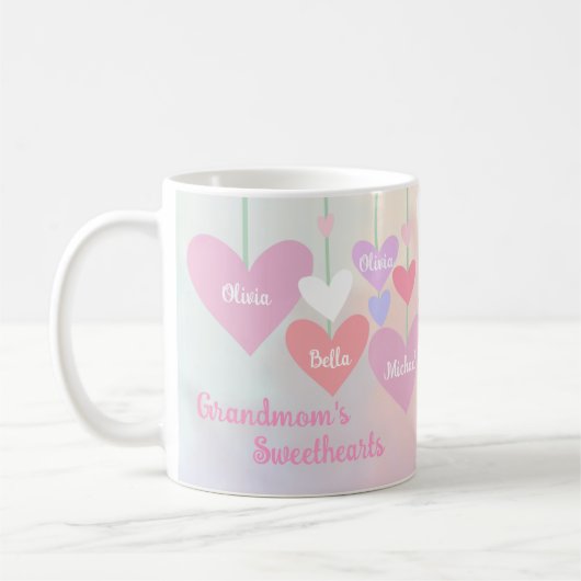 Mug Grand-mère Pink Heart Love Nana Soeurs Monogramme (Gauche)