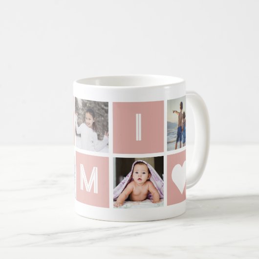 Mug Grand-mère rose 5 Photo Collage Mimi (Devant droit)