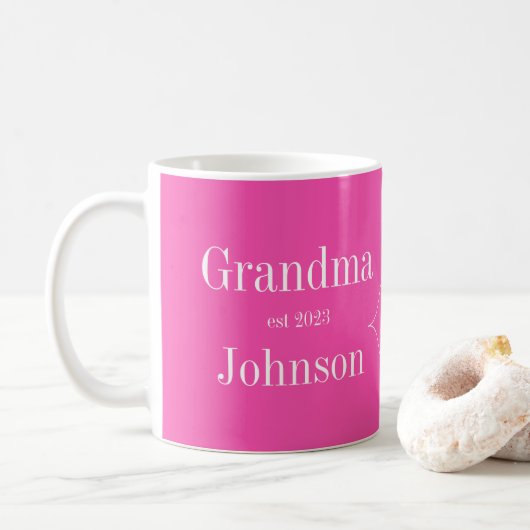 Mug Grand-mère rose personnalisée (Avec donut)