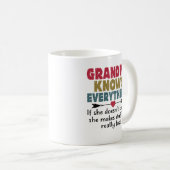 Mug Grand-mère sait tout ce qui est drôle (Devant droit)