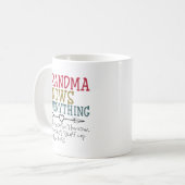 Mug Grand-mère sait tout de ses petits-enfants (Devant gauche)