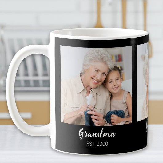 Mug Grand-mère Script Black 3 Photo établi