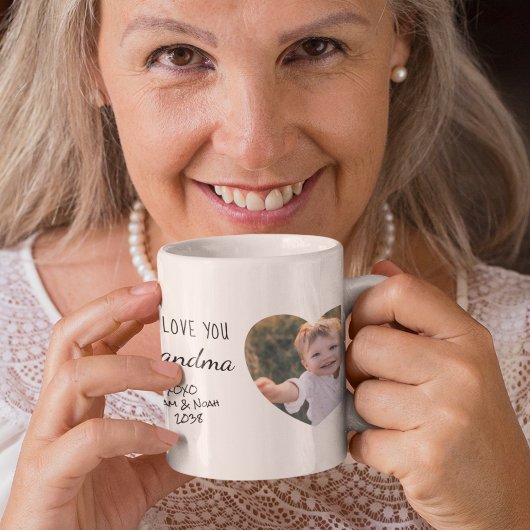 Mug Grand-mère Vous Aimez Photos Coeurs
