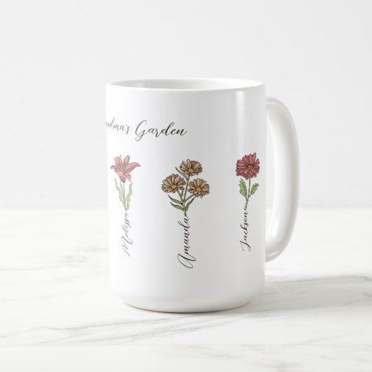Mug Grand-mère's Flower Garden 5 petits Nom Floral (Devant droit)